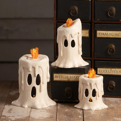 Bethany Lowe Tall Flamin Candle Luminary front lifestyle set
