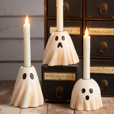 Bethany Lowe Tall Ghost Candlestick front lifestyle set