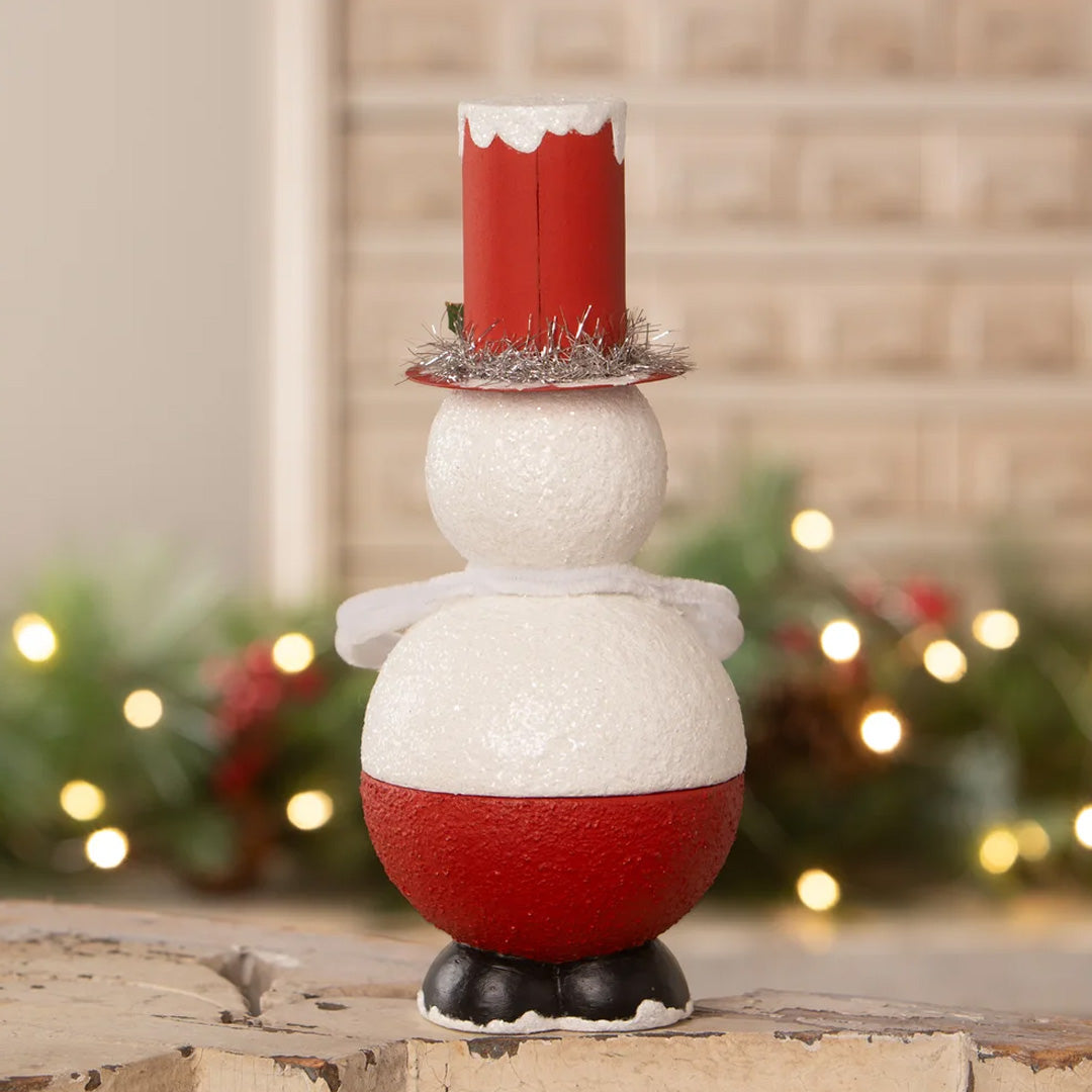 Bethany Lowe Top Hat Snowman Container back lifestyle
