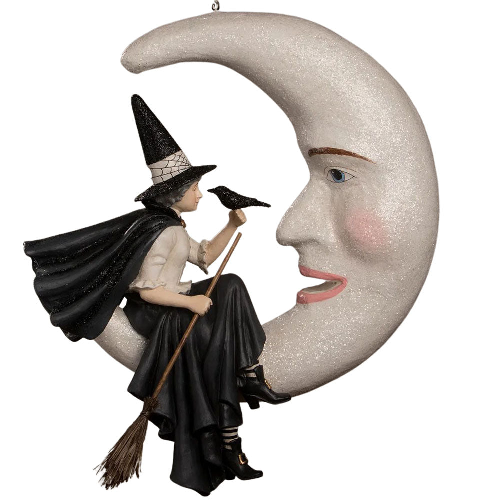 Bewitching Moon Witch Large Halloween Ornament by Bethany Lowe front