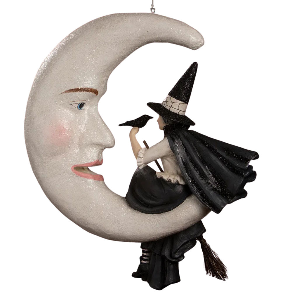 Bewitching Moon Witch Large Halloween Ornament by Bethany Lowe back