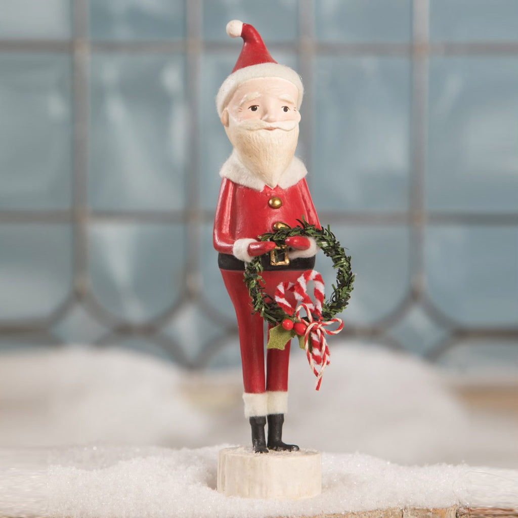 Candy Cane Santa With Wreath Christmas Figurine by Michelle Lauritsen style
