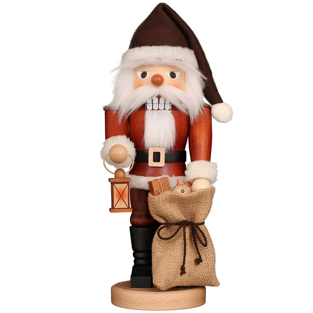 Christian Ulbricht Nutcracker - Natural Santa With Lantern and Gift Bag 16.25"
