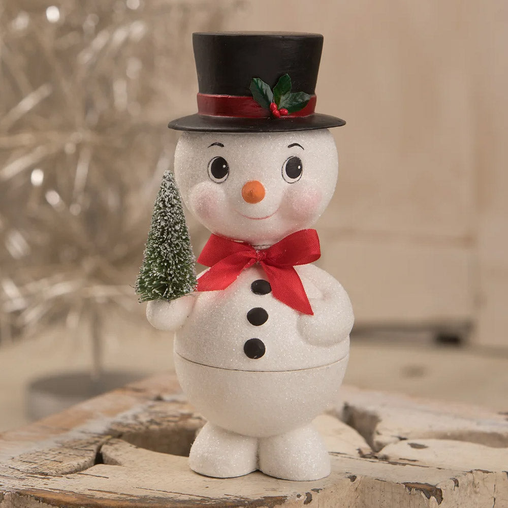 Bobblehead Snowman Container by Bethany Lowe front style