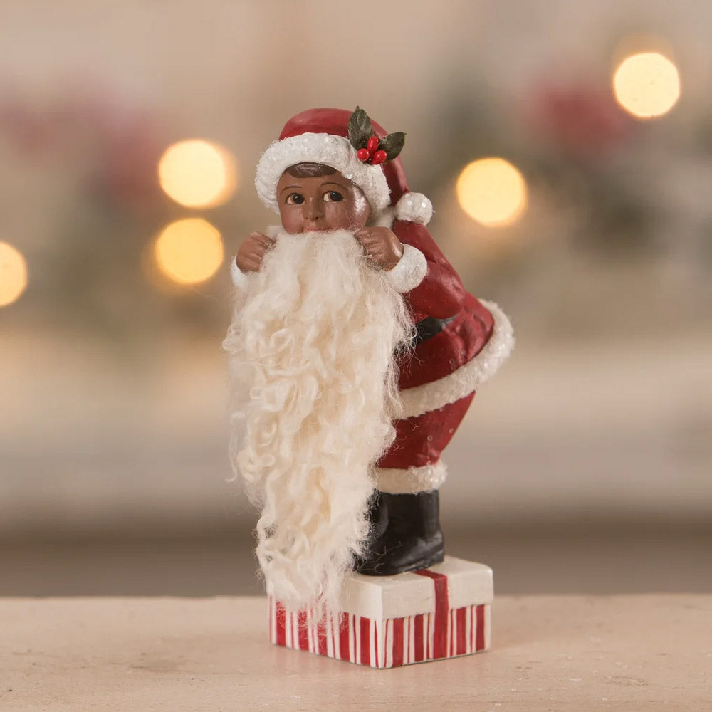 Dash's Santa Dress Up Christmas Figurine by Bethany Lowe front style