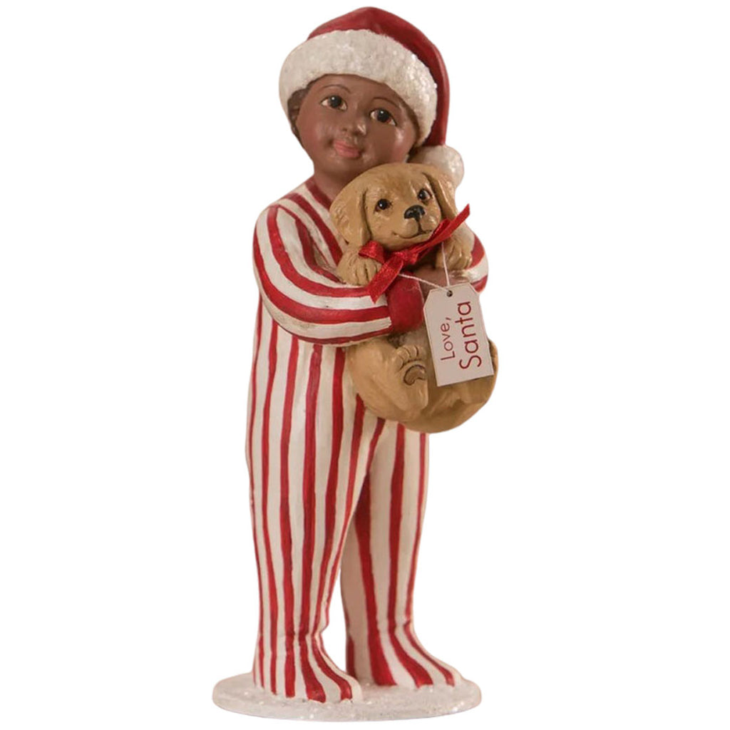 David's Christmas Puppy Surprise Figurine by Bethany Lowe front