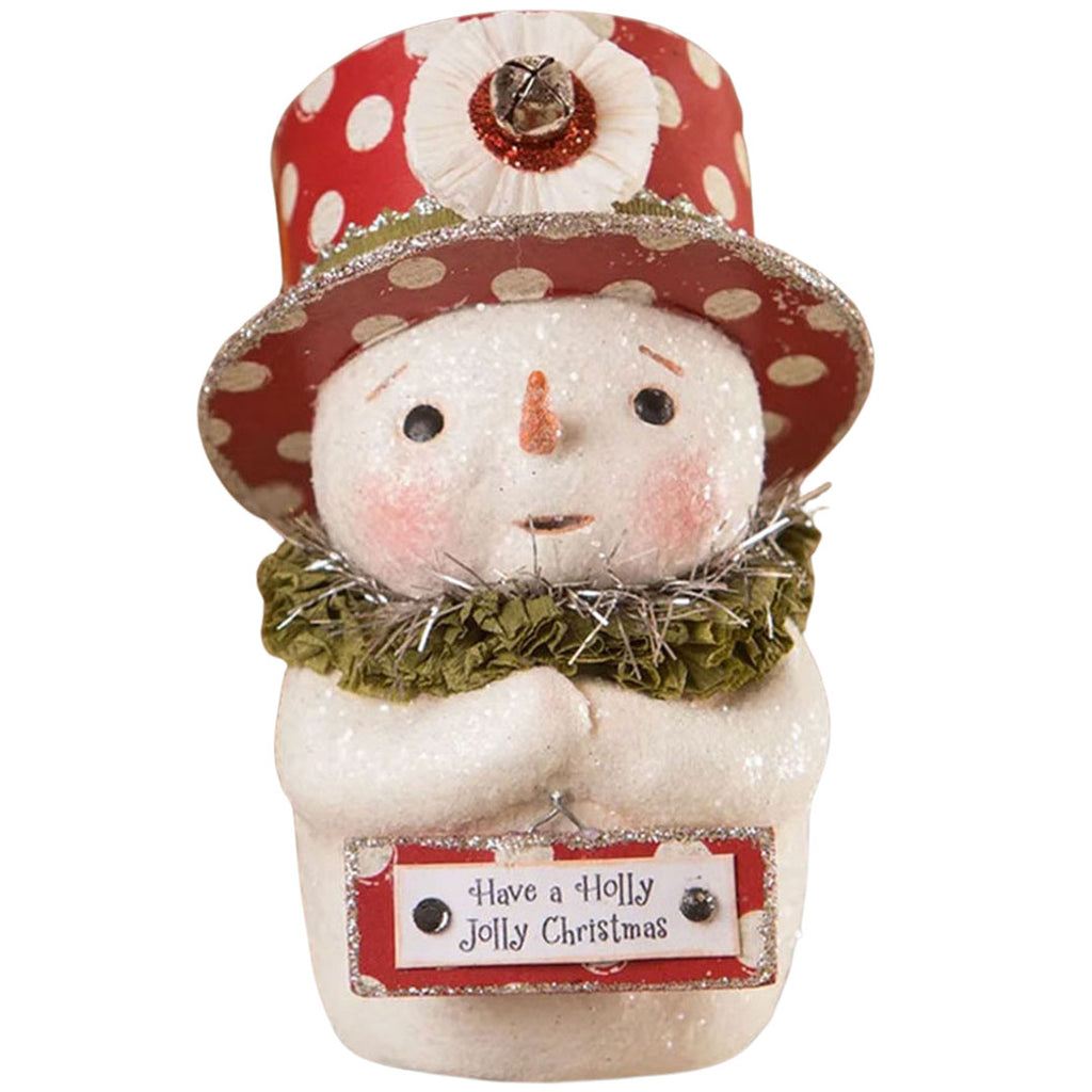 Holly Jolly Top Hat Snow Buddy Christmas Figurine by Michelle Allen front