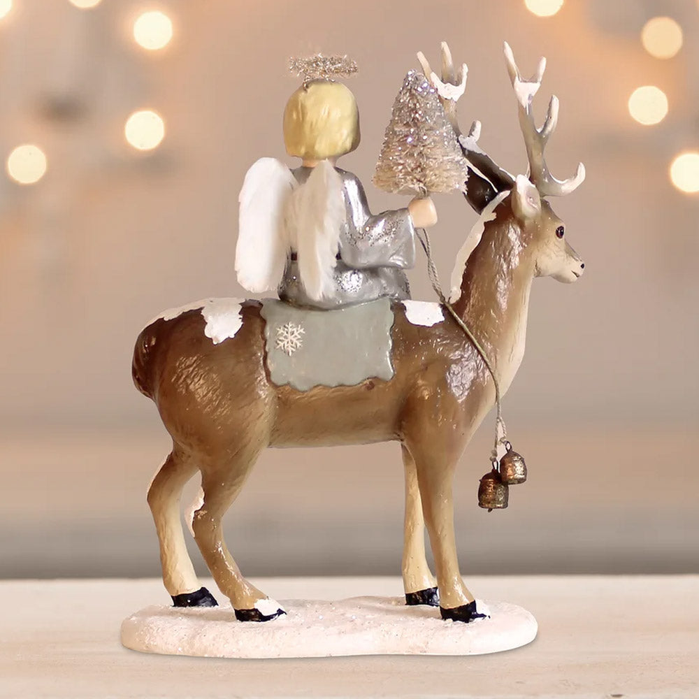 Josette Angel on Deer Christmas Figurine by Bethany Lowe back style