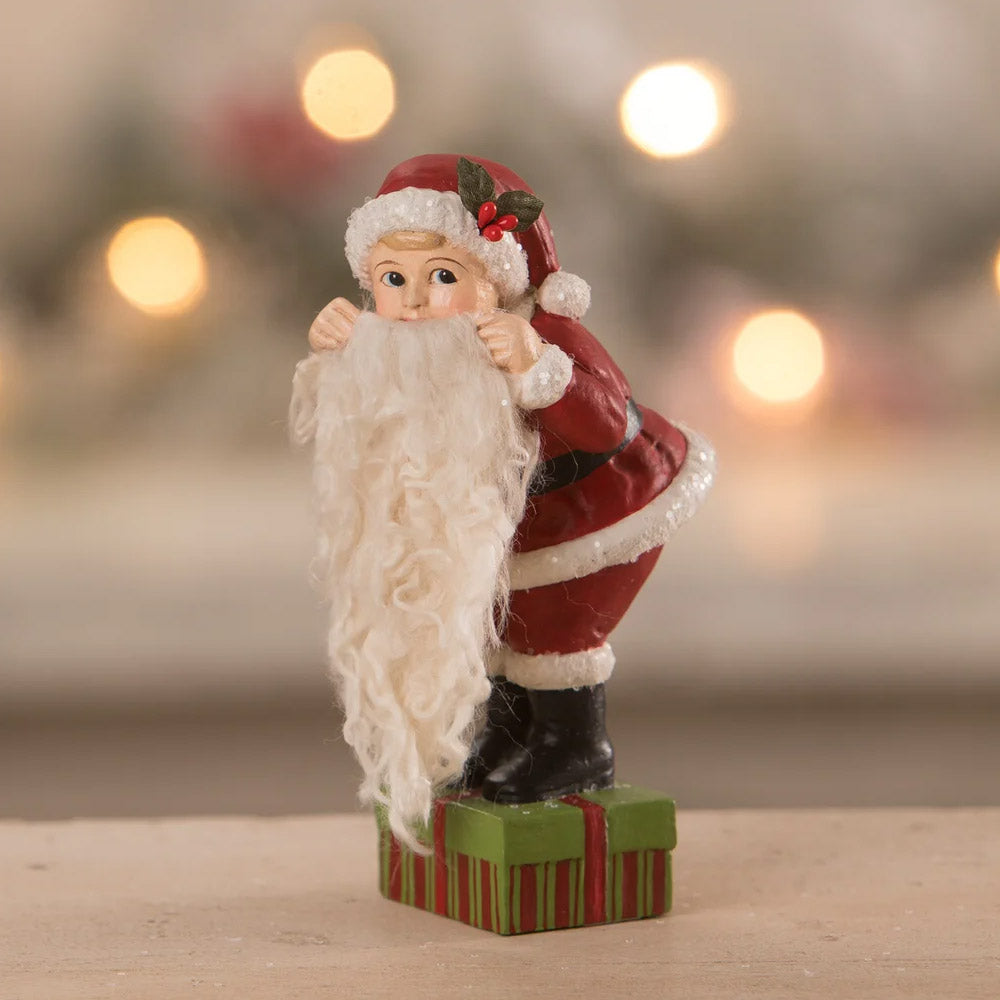 Leo's Santa Dress Up Christmas Figurine by Bethany Lowe front style