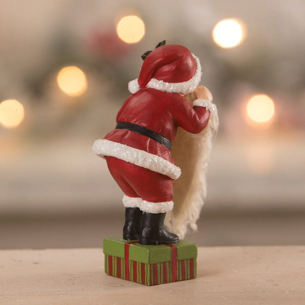 Leo's Santa Dress Up Christmas Figurine by Bethany Lowe back style