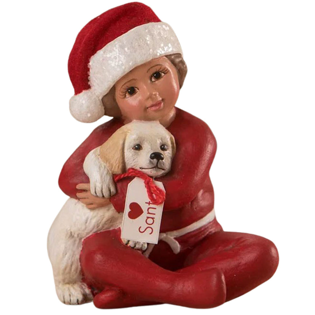 Marie's Christmas Puppy Surprise Figurine by Bethany Lowe front