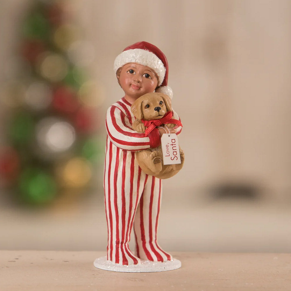 Matthew's Christmas Puppy Surprise Figurine by Bethany Lowe front style