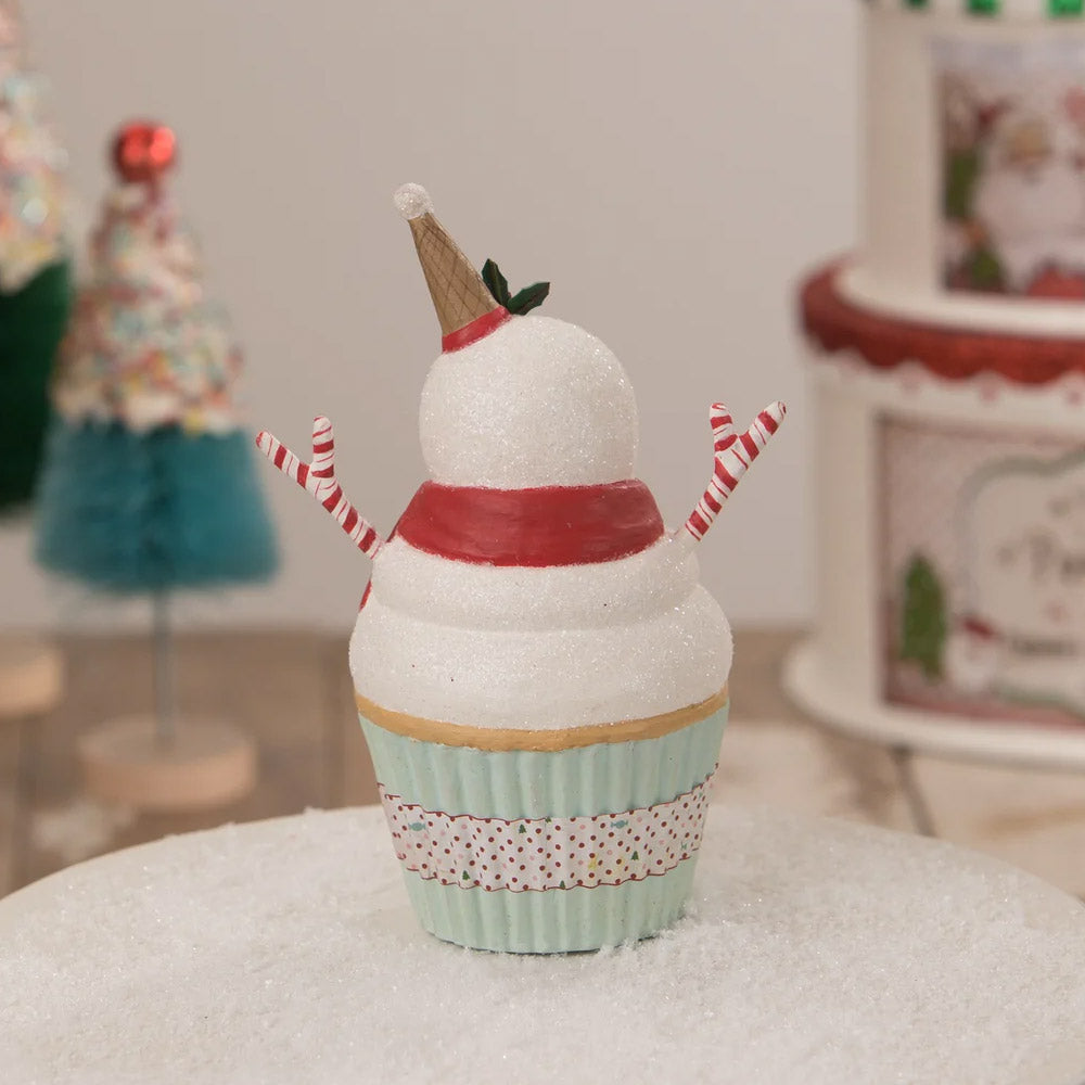 Mr. Snow Cupcake Container Christmas Decor by Bethany Lowe Designs back style