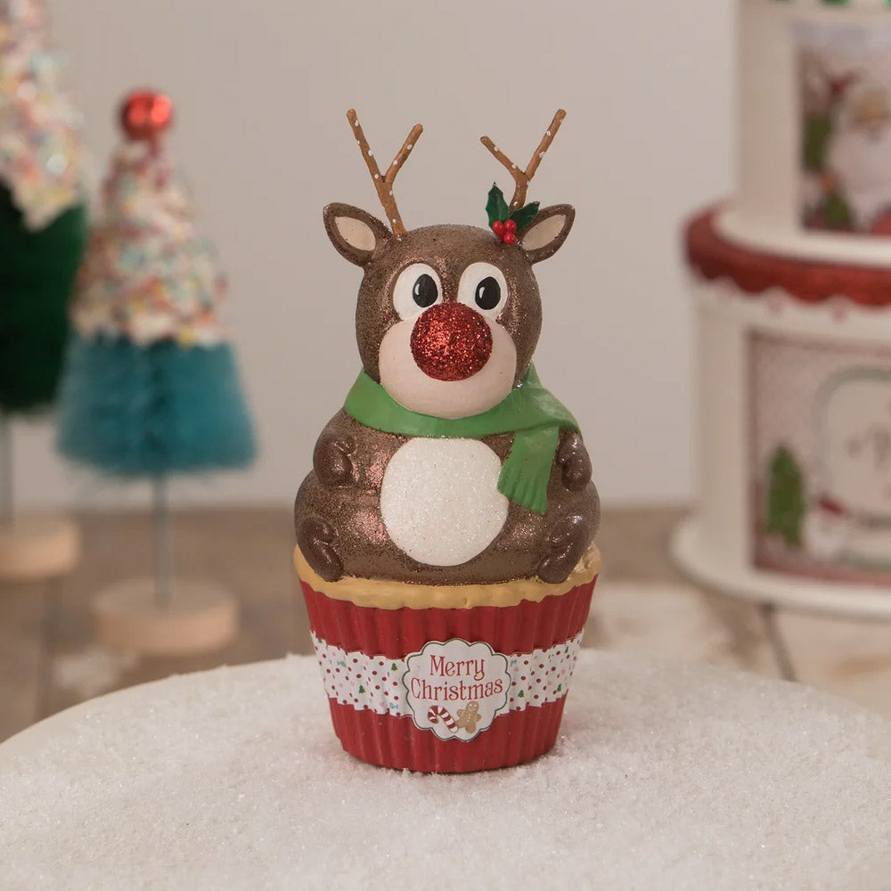 Rudolph Cupcake Container Christmas Decor by Bethany Lowe Designs front style