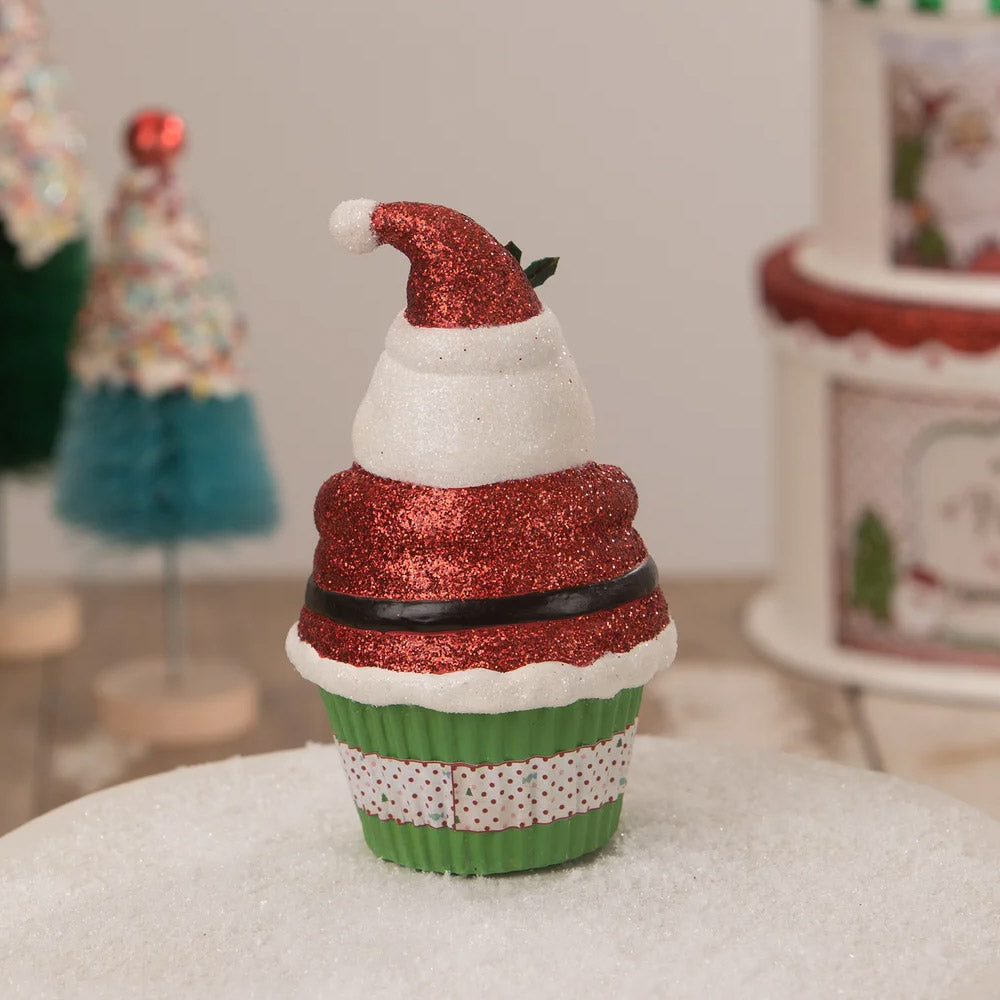 Santa Claus Cupcake Container Christmas Decor by Bethany Lowe Designs back style