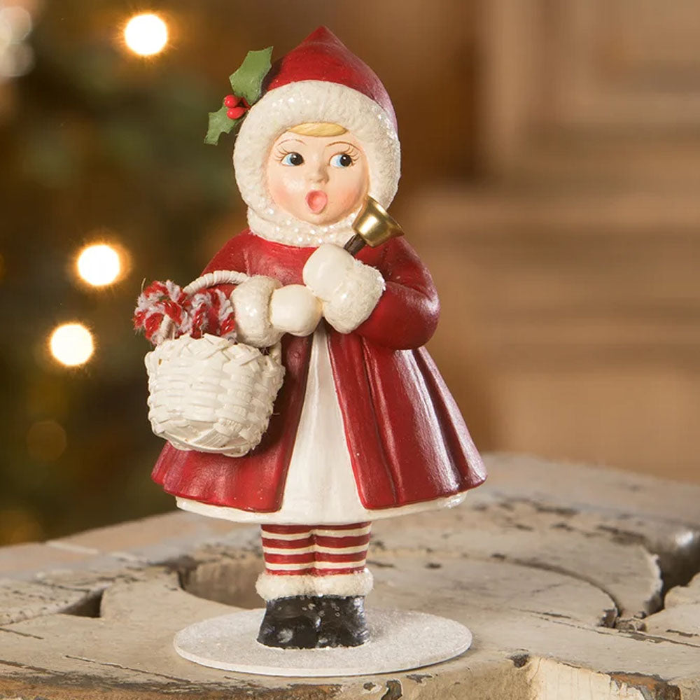 Little Caroling Lucy with Bell by Bethany Lowe front style