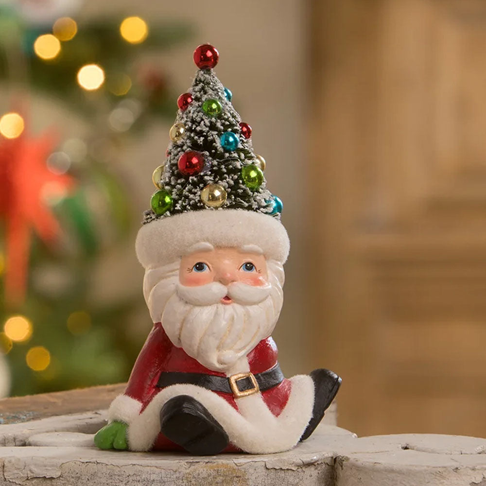 Retro Santa Seated with Tree Hat by Bethany Lowe front style
