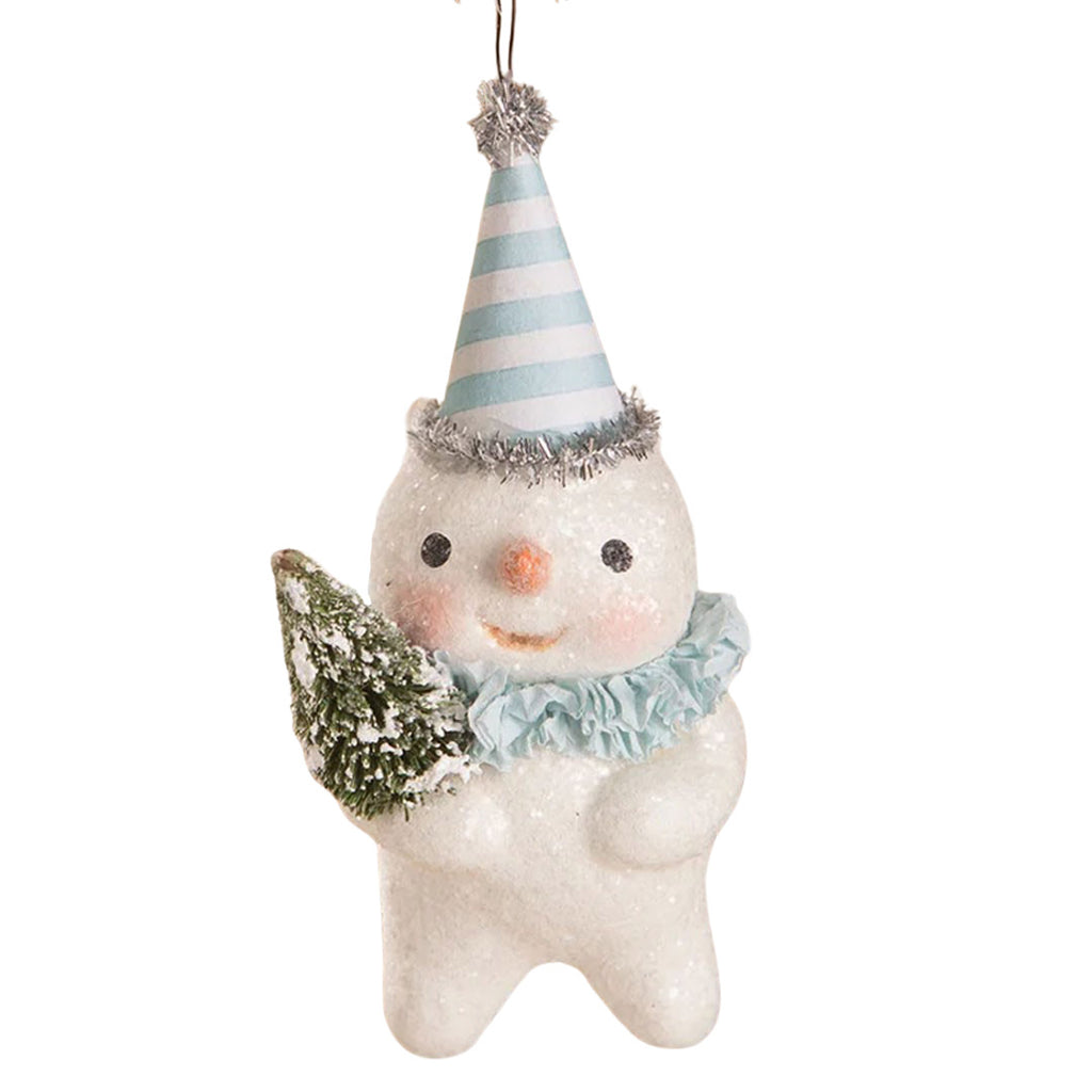 Party in Blue Snowman Ornament by Michelle Allen