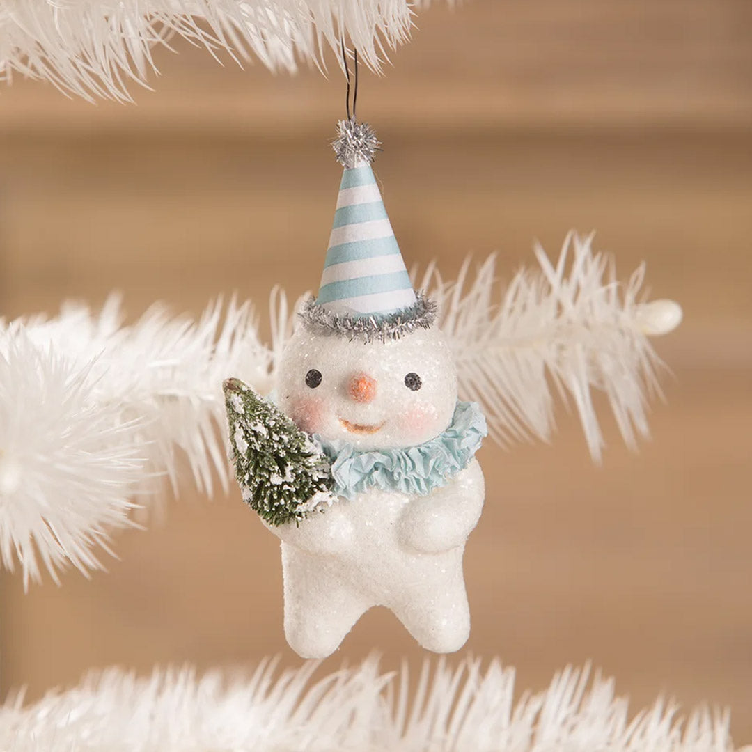 Party in Blue Snowman Ornament by Michelle Allen