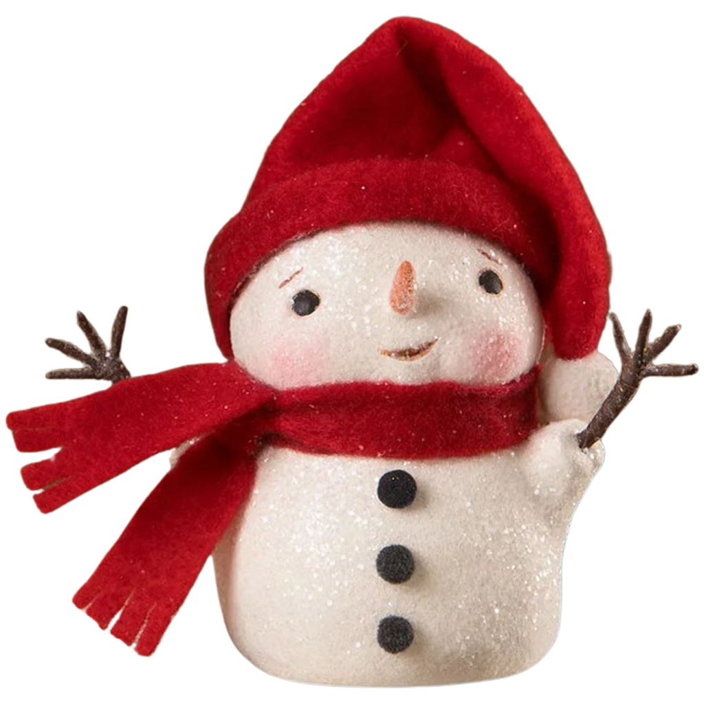 Warm and Cozy Wire Arms Snowman by Michelle Allen for Bethany Lowe white