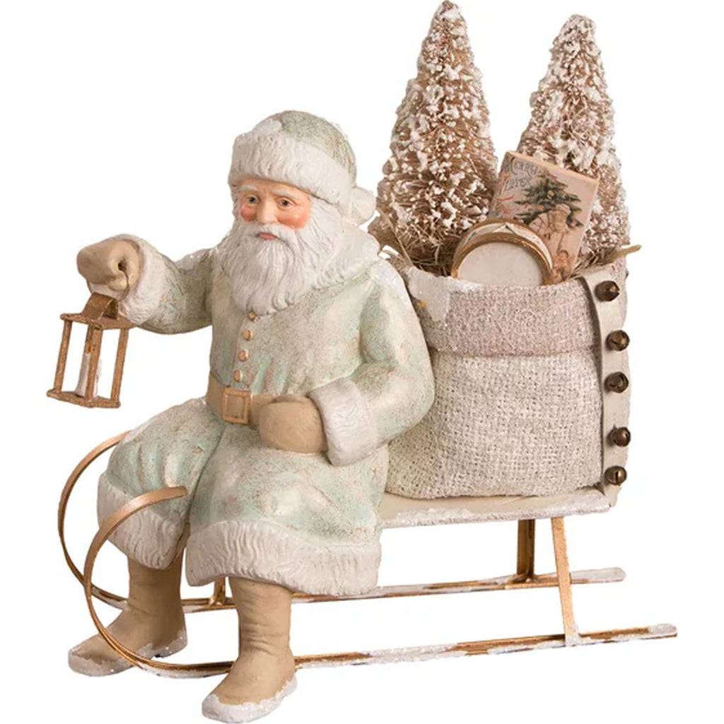 Aqua and Gold Santa on Sled by Bethany Lowe Designs  front