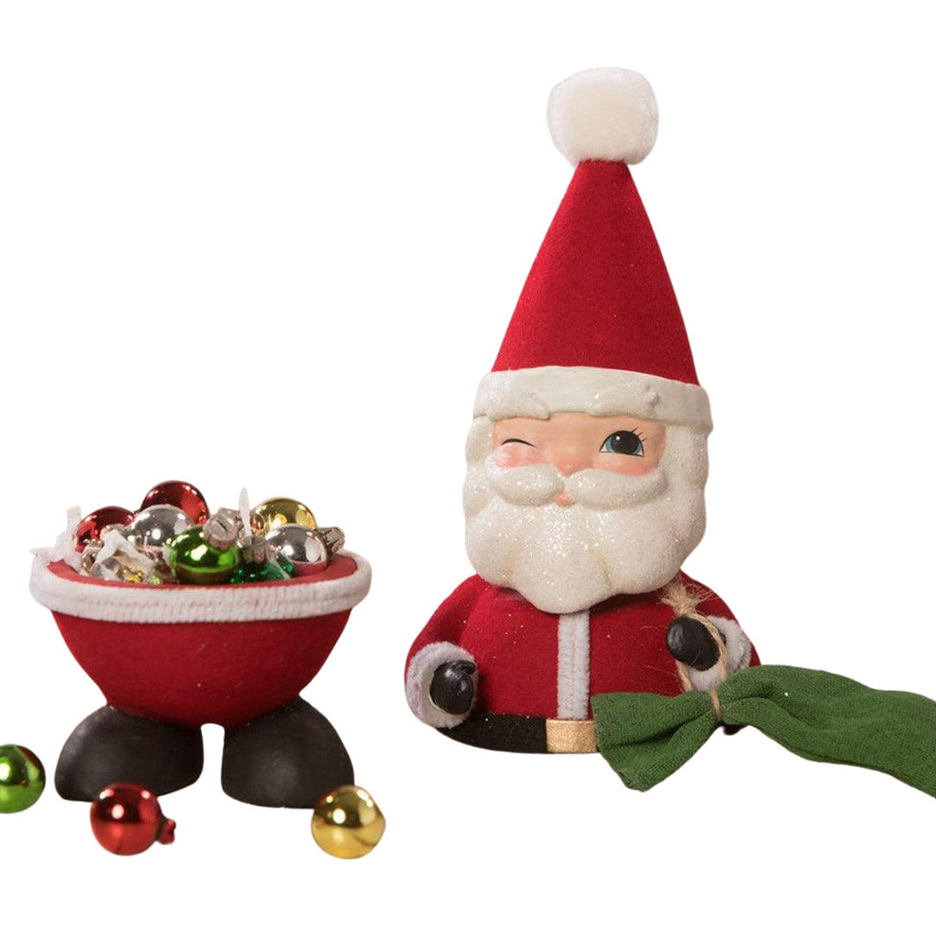 Bobble Head Santa Container by Bethany Lowe opened