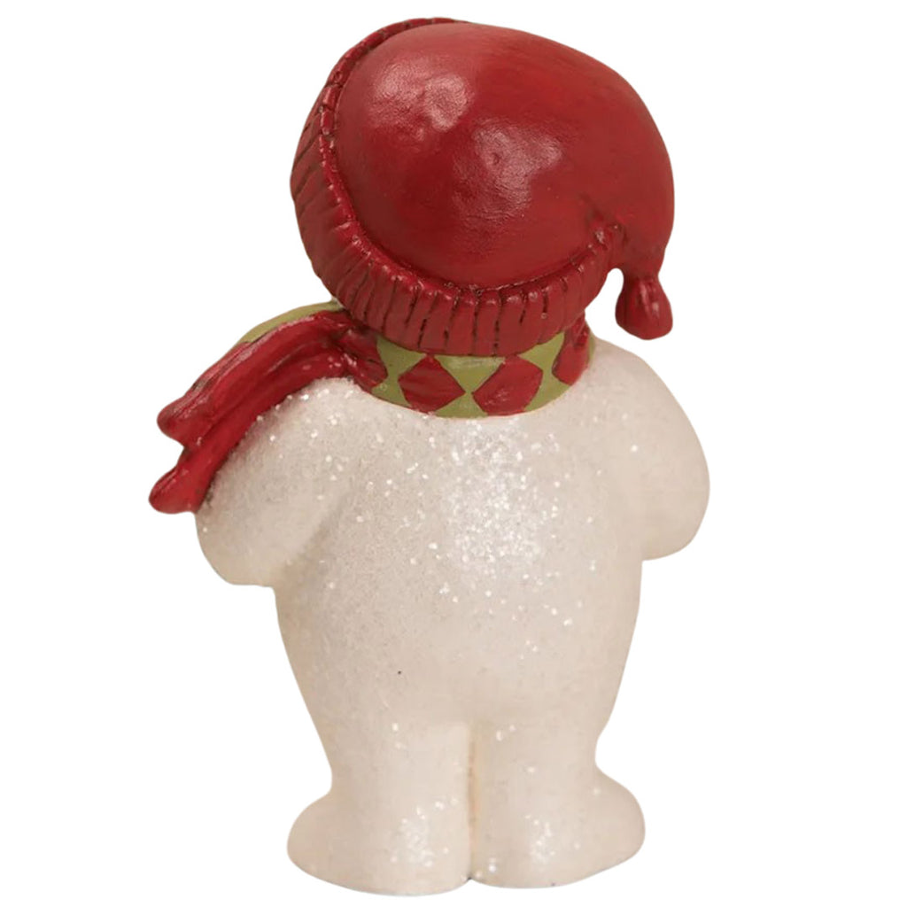 Christmas Caroling Snowman 4.75" back white
