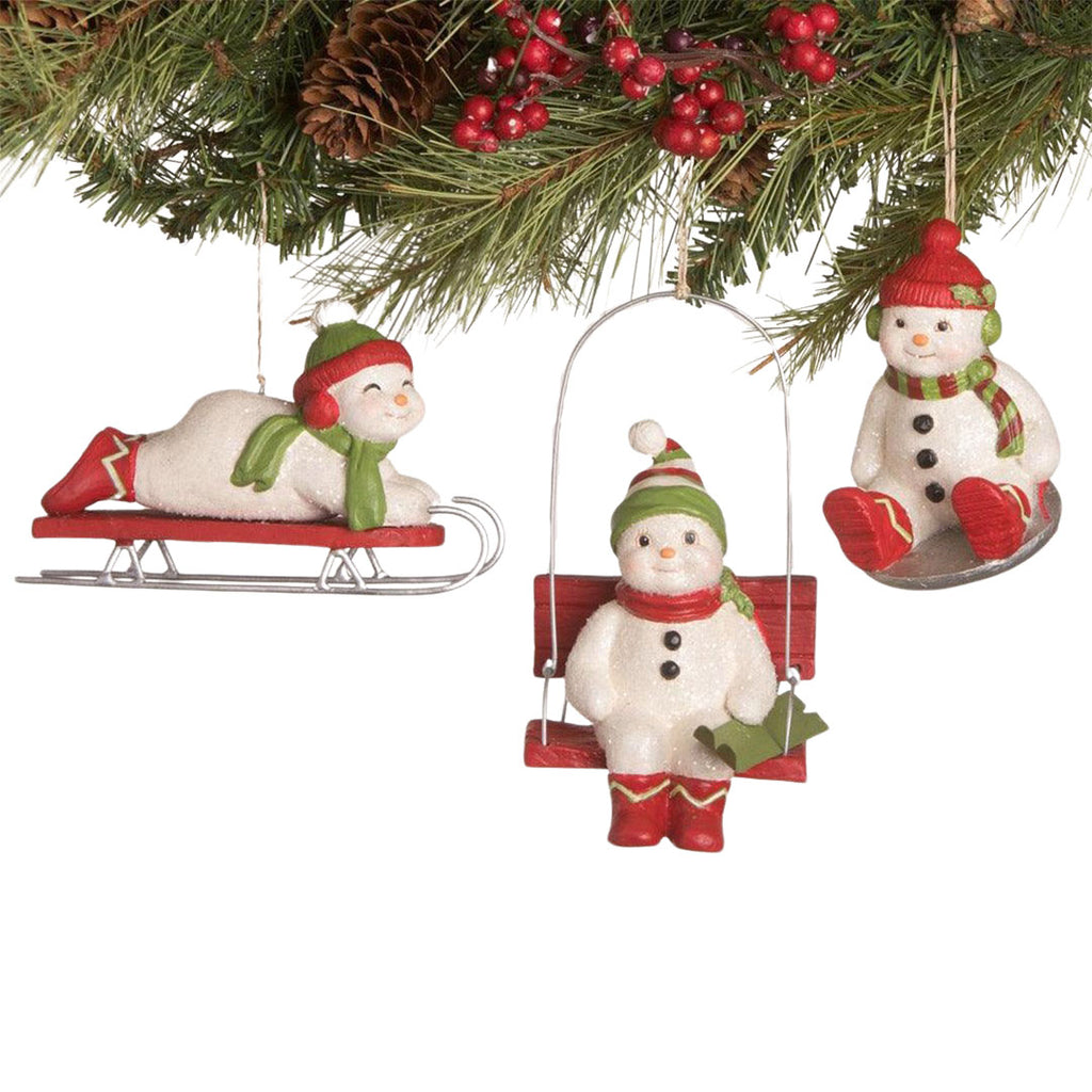 Cheerful Snowman Christmas Ornament Bethany Lowe set