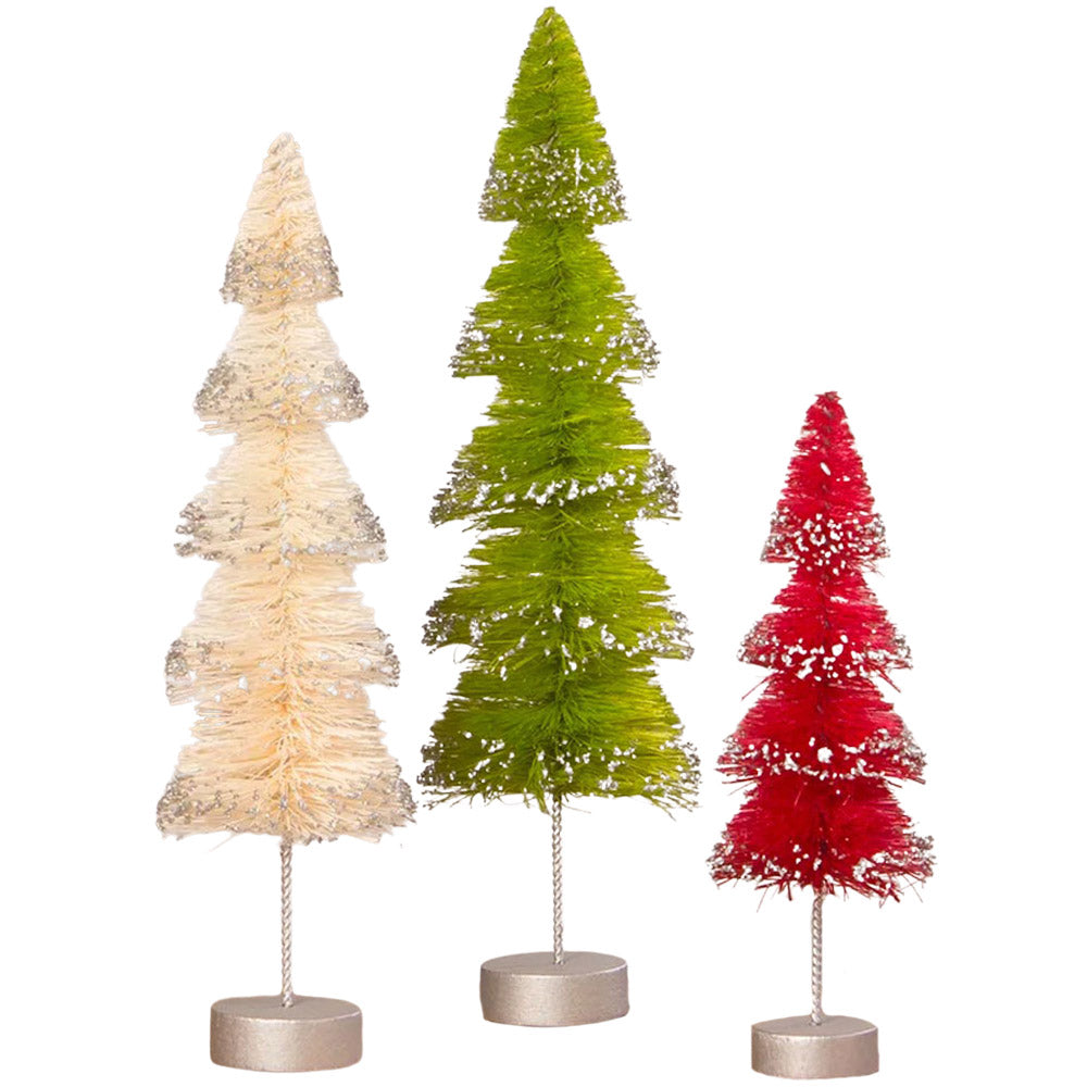 Christmas Layered Bottle Brush Trees by Bethany Lowe - Set of 3