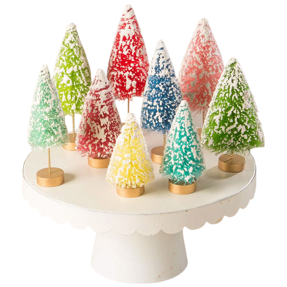 Colorful Bottle Brush Trees Small - Set of 9