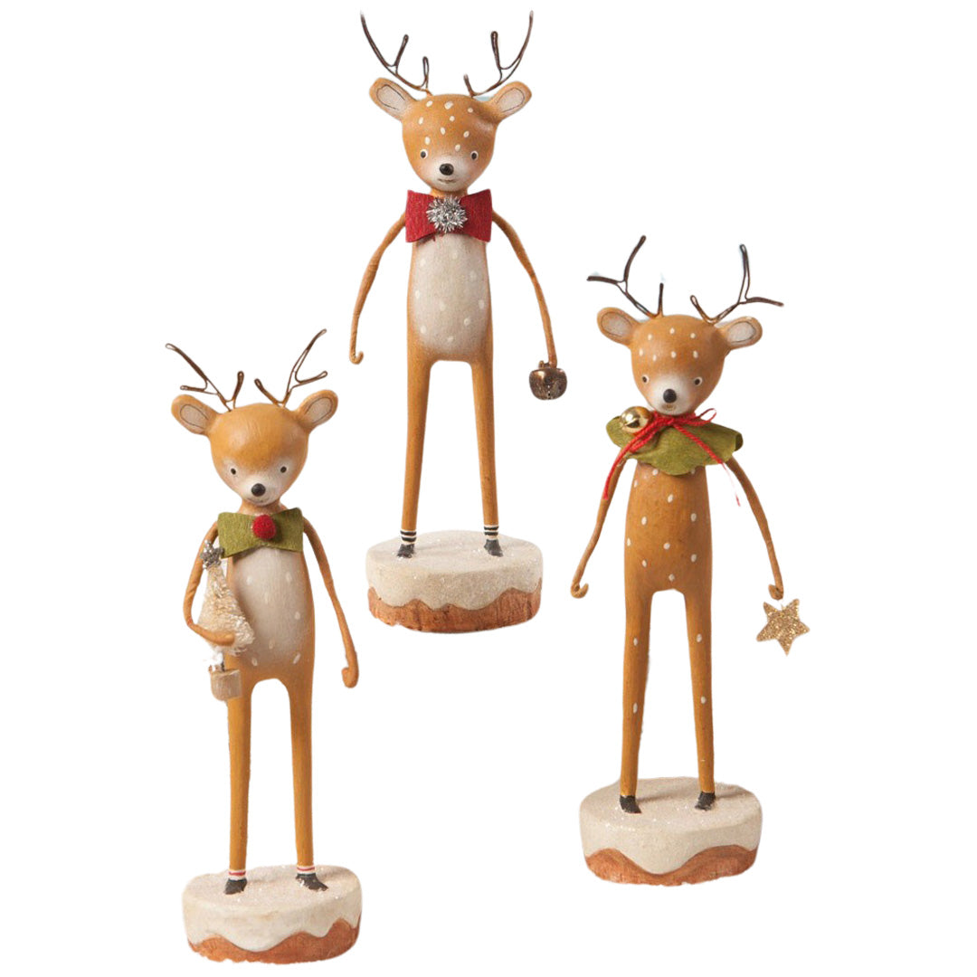 Dasher, Dancer & Prancer Christmas Figurines by Michelle Lauritsen
