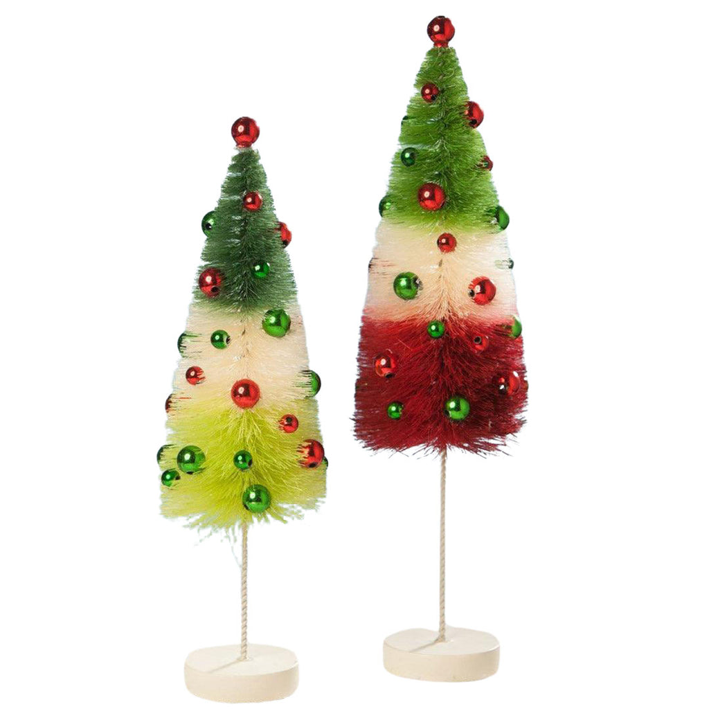 Jolly Tricolored Bottle Brush Trees Christmas by Bethany Lowe Designs