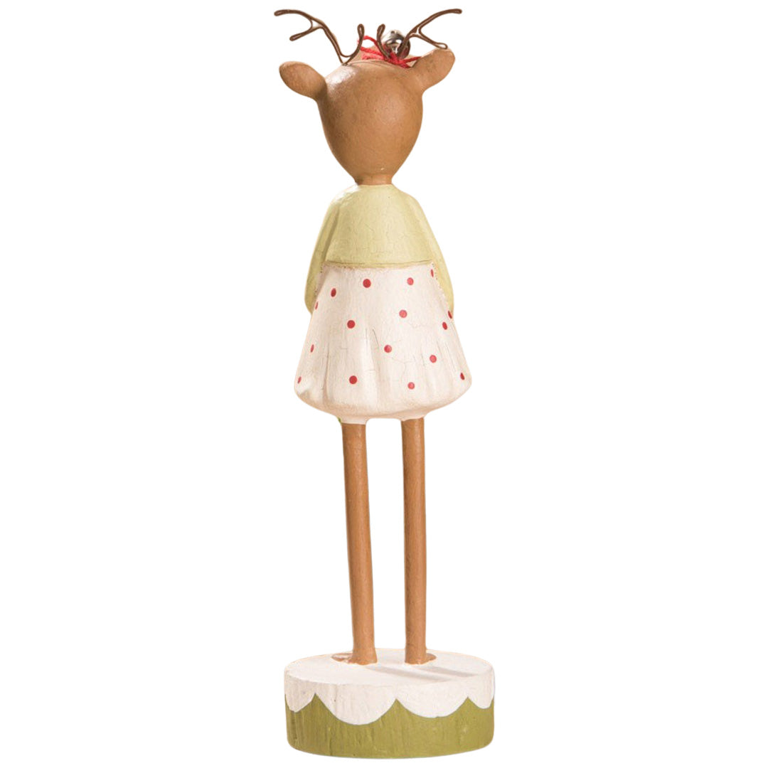 Reindeer Girl with Holly Christmas Figurine