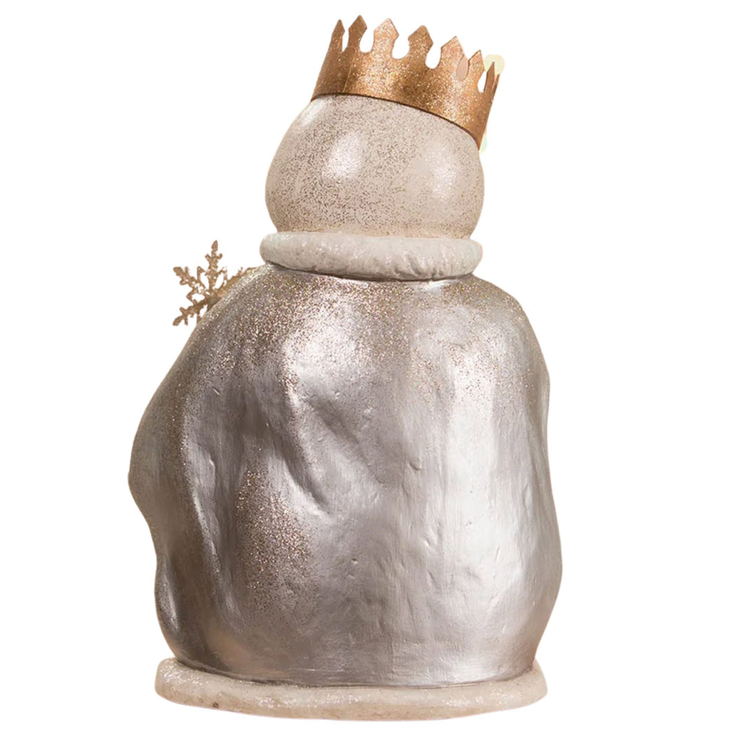 Frosted Metallics Snowman Christmas Figurine by Bethany Lowe back