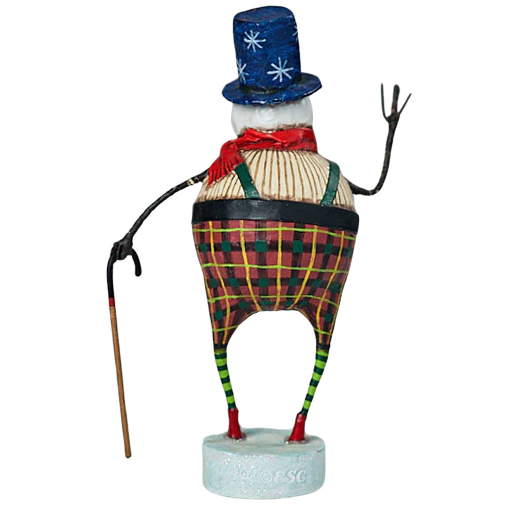 Good Tidings Snowman Christmas Figurine Collectible by Lori Mitchell back