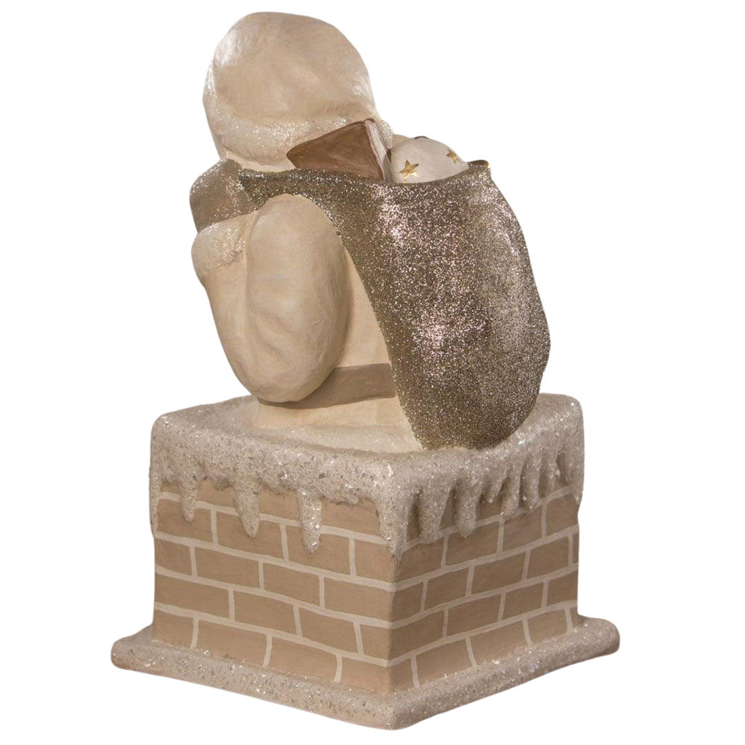 Santa Down Chimney Large Paper Mache - Thumbnail 2