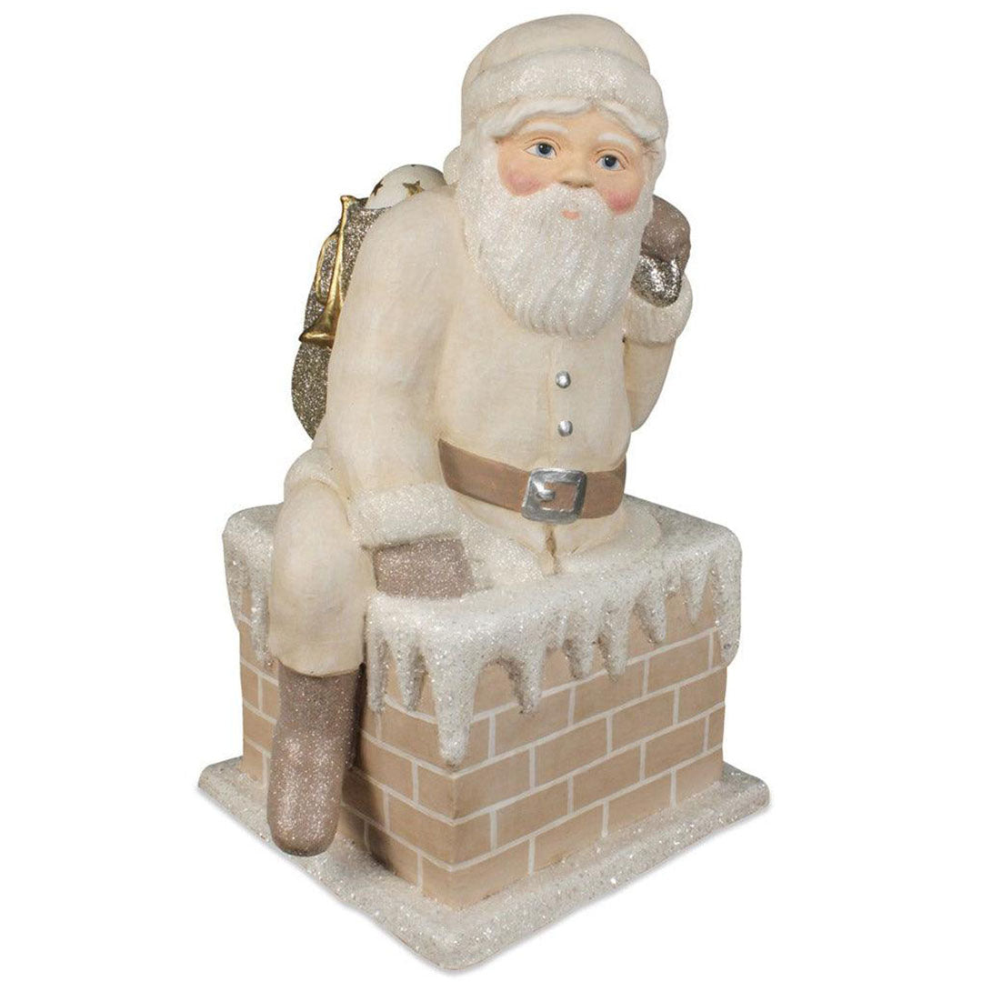 Santa Down Chimney Large Paper Mache