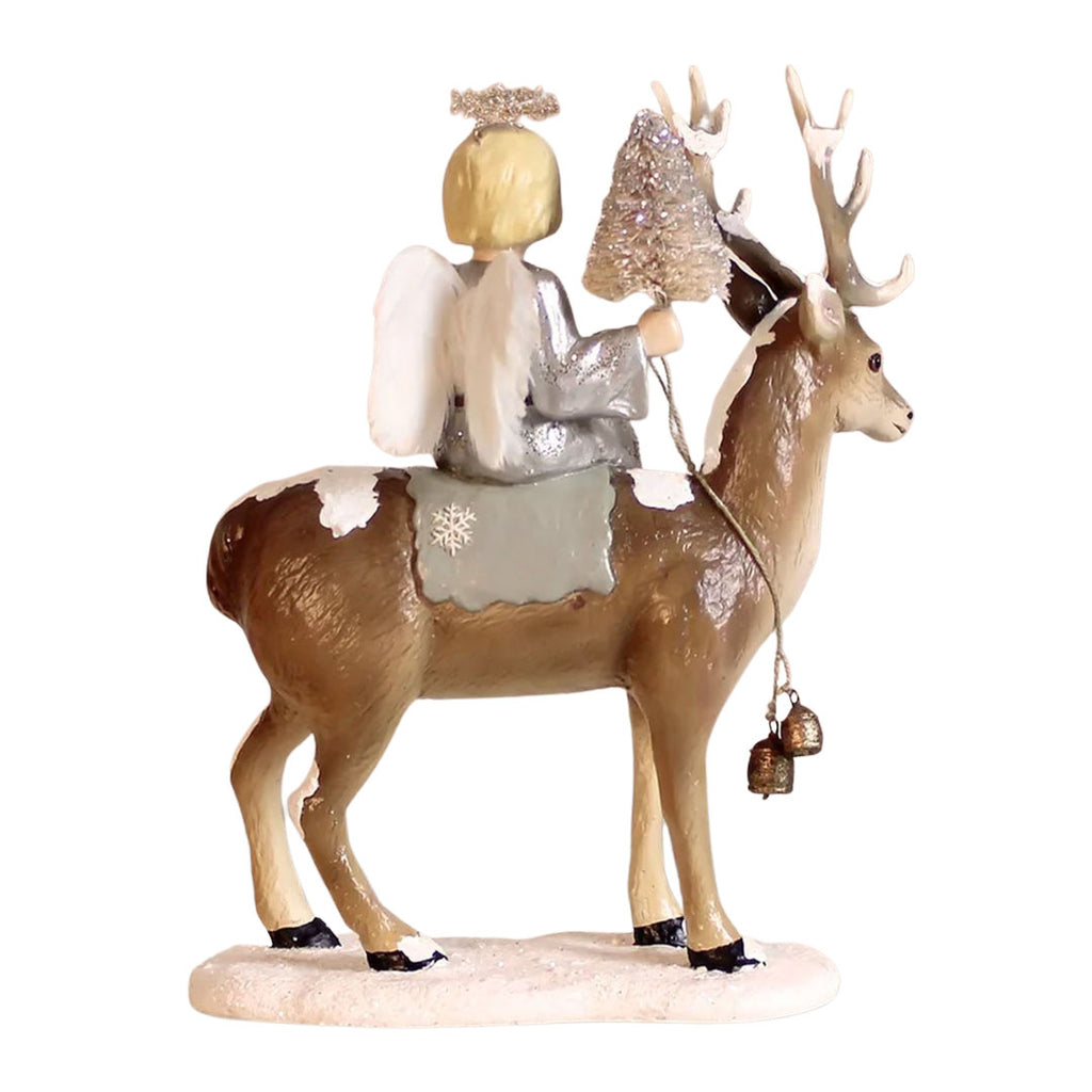 Josette Angel on Deer Christmas Figurine by Bethany Lowe back