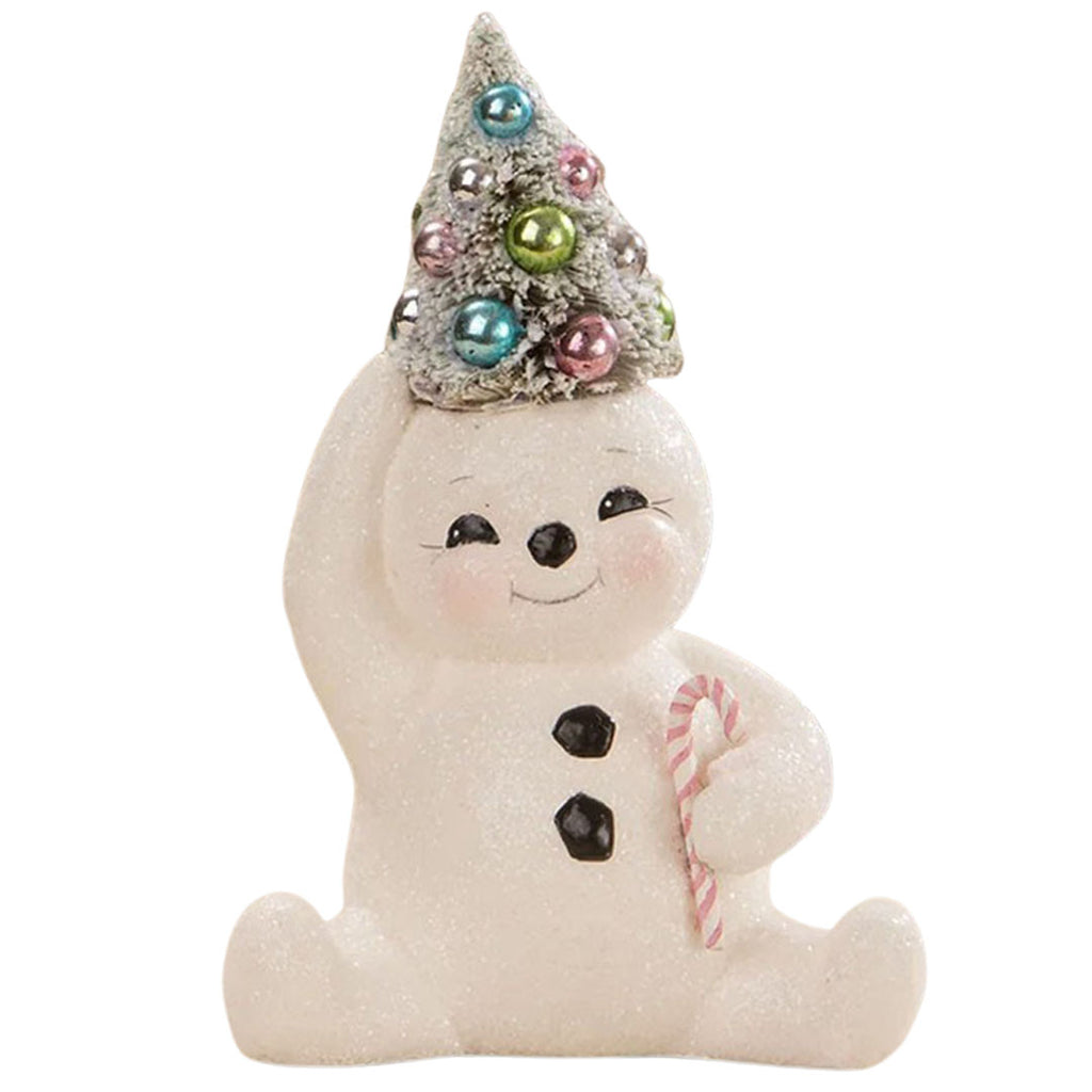 Pastel Candy Cane Snowman With Tree Christmas Figurine Bethany Lowe front