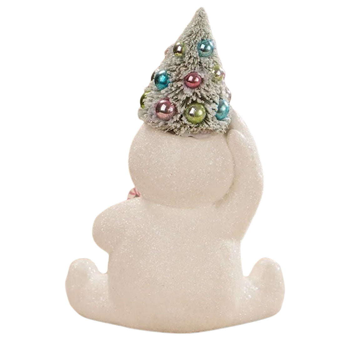 Pastel Candy Cane Snowman With Tree Christmas Figurine Bethany Lowe back