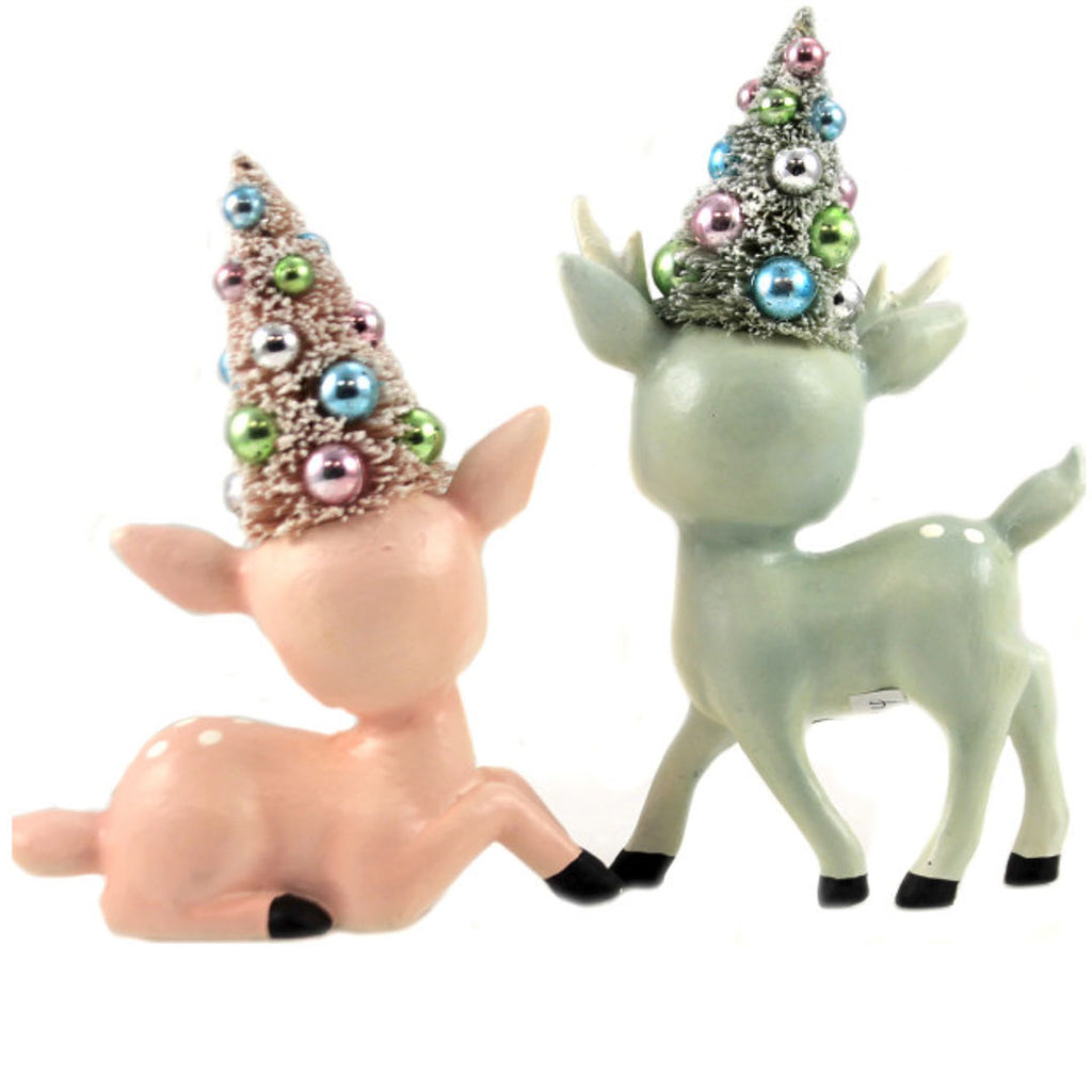 Pastel Reindeer With Trees - Set of 2 by Bethany Lowe Designs back