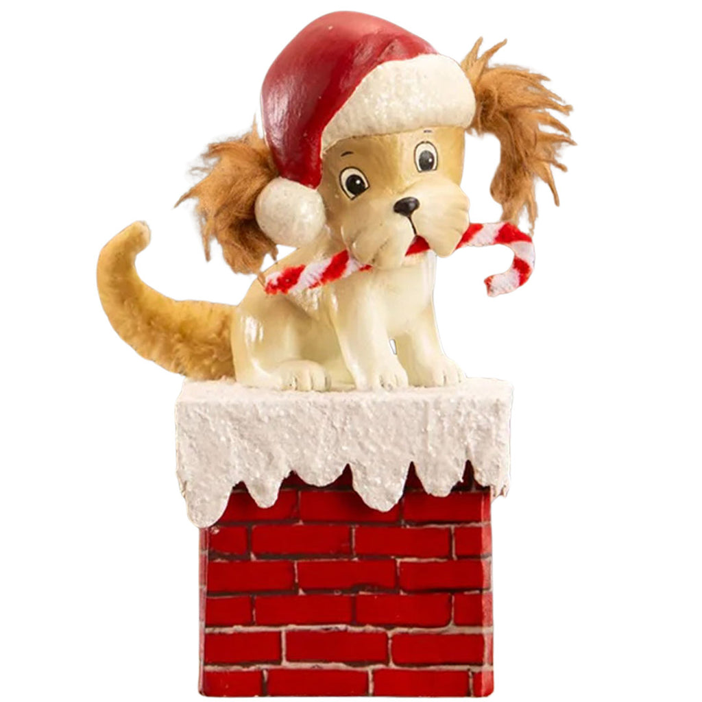 Bethany Lowe Christmas Puppy on Box front white