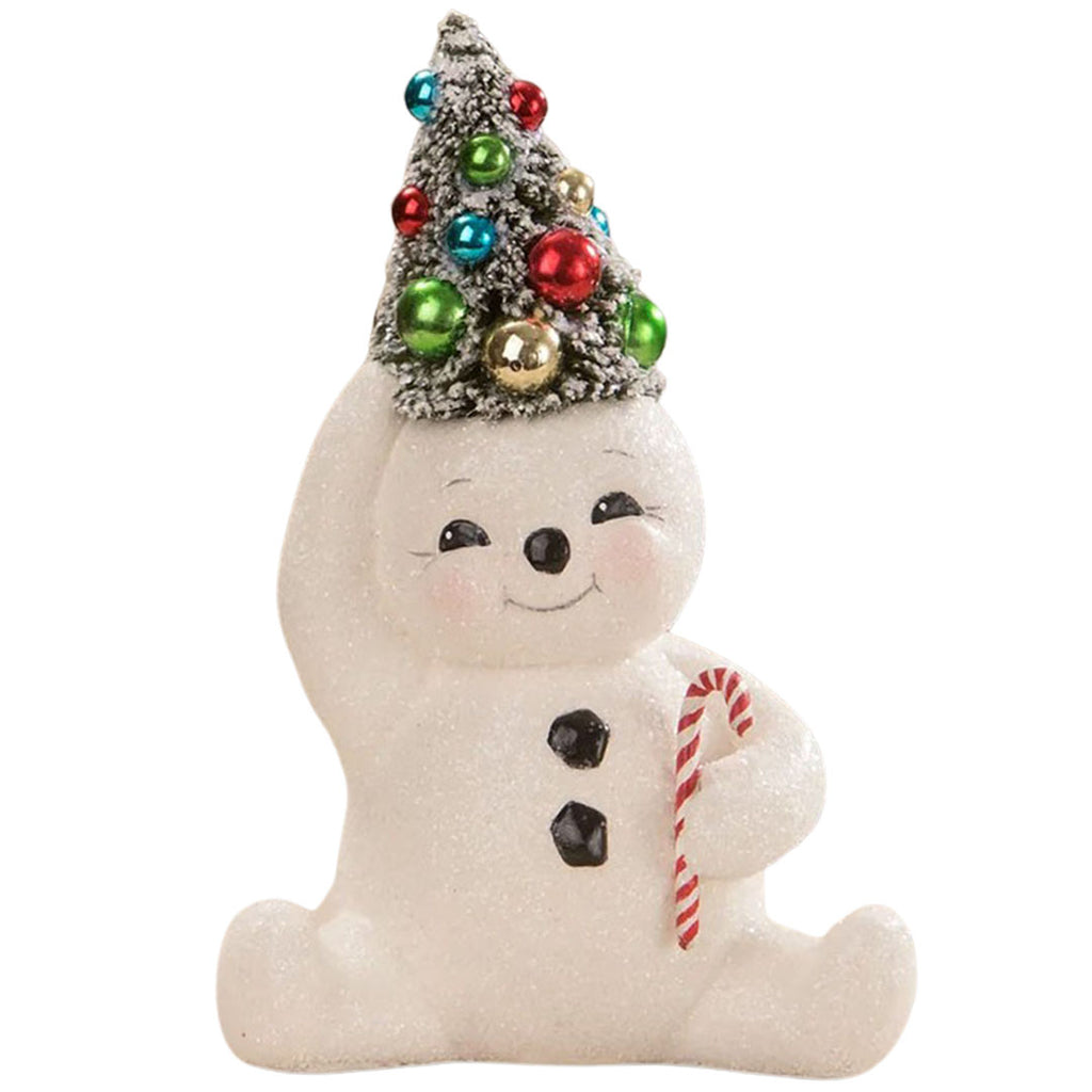 Bethany Lowe Designs Retro Candy Cane Snowman With Tree front