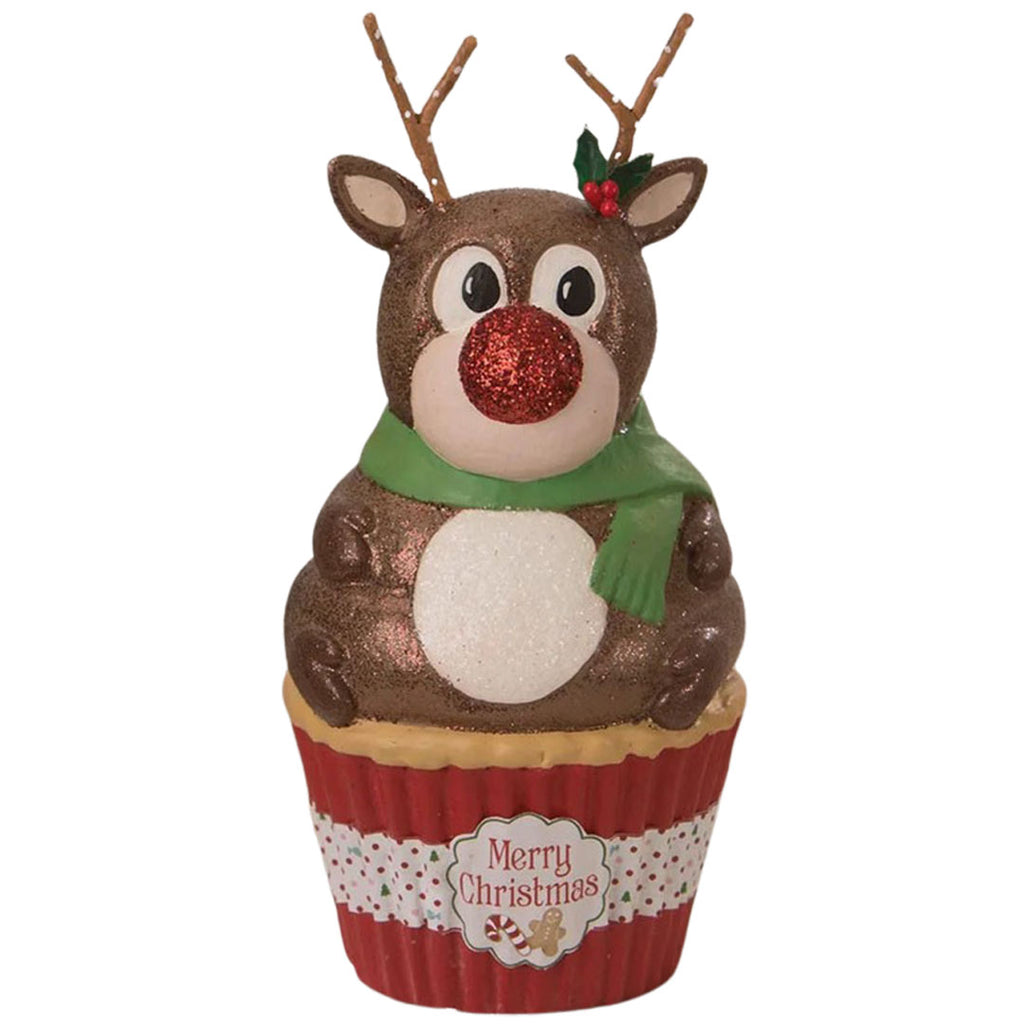 Rudolph Cupcake Container Christmas Decor by Bethany Lowe Designs front