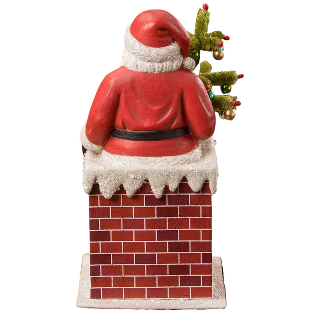 Vintage Santa in Chimney Christmas Figurine by Bethany Lowe Designs back