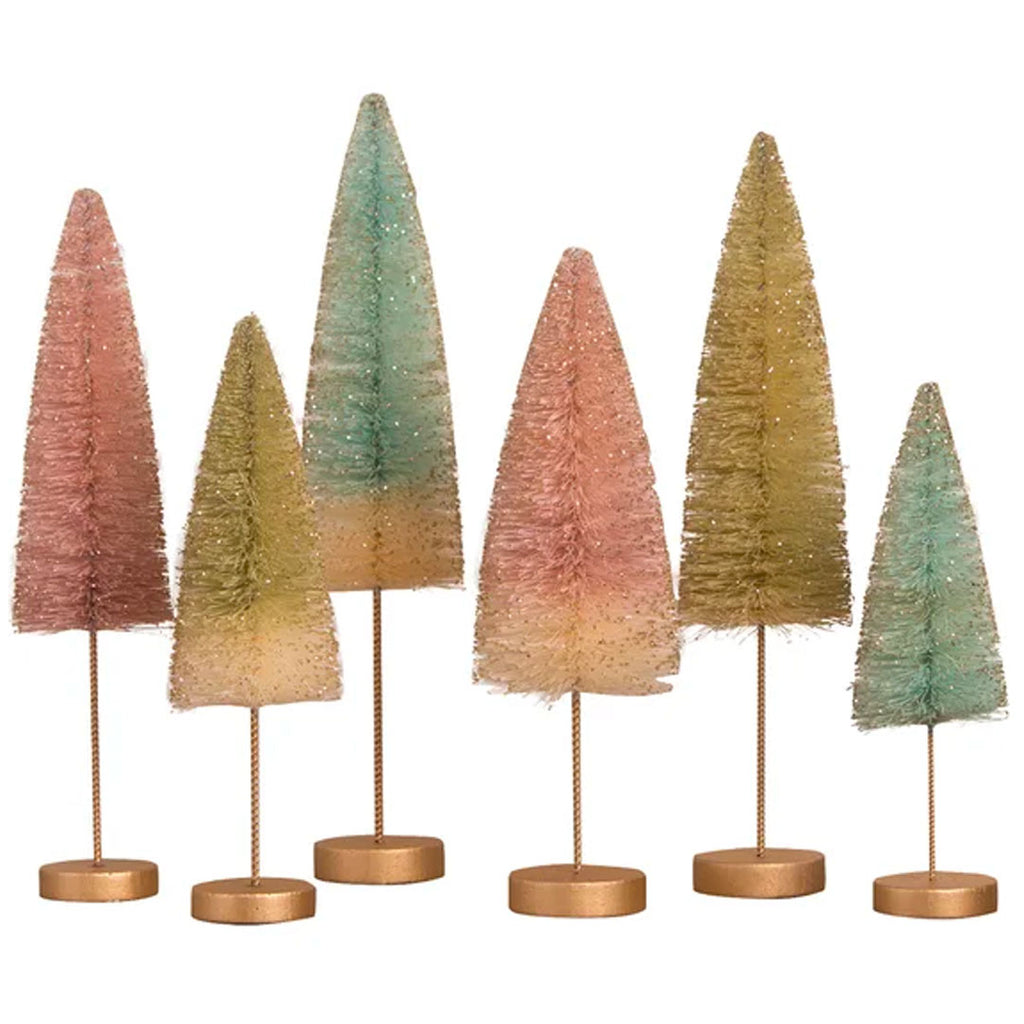 Pastel Forest Bottle Brush Trees - Set of 6 by Bethany Lowe Designs