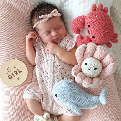 Cuddle Decor Cuddle Kind Baby Crab Coral front lifestyle