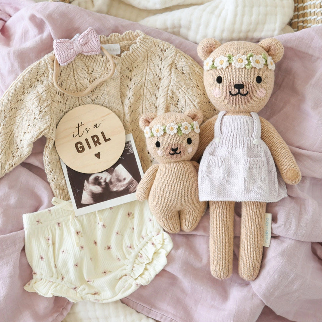 Cuddle Kind Baby Honey Bear Ivory Floral 6