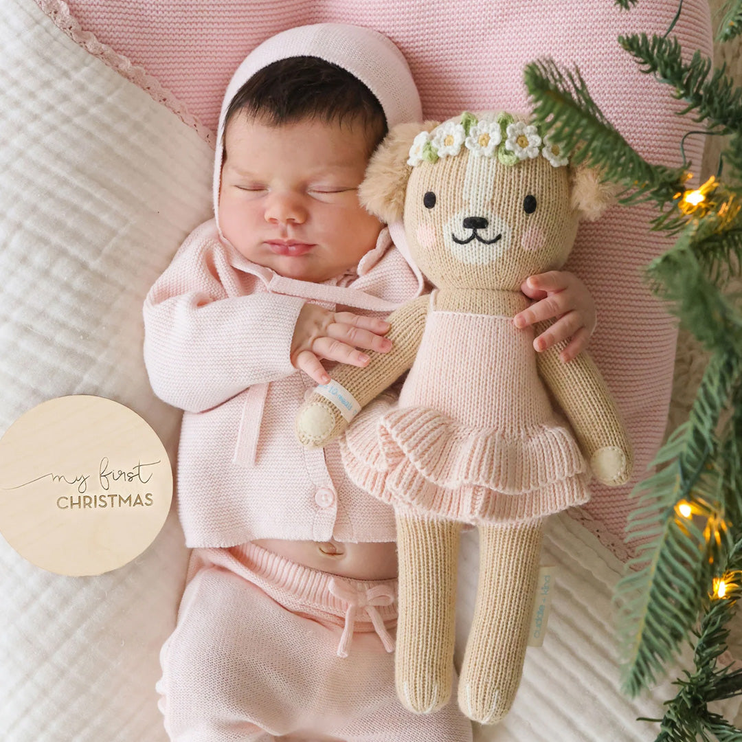 Cuddle Kind Evelyn the Golden Puppy Ballet Pink 9