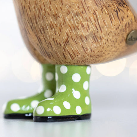 DCUK Spotty Boots Duckys green close up